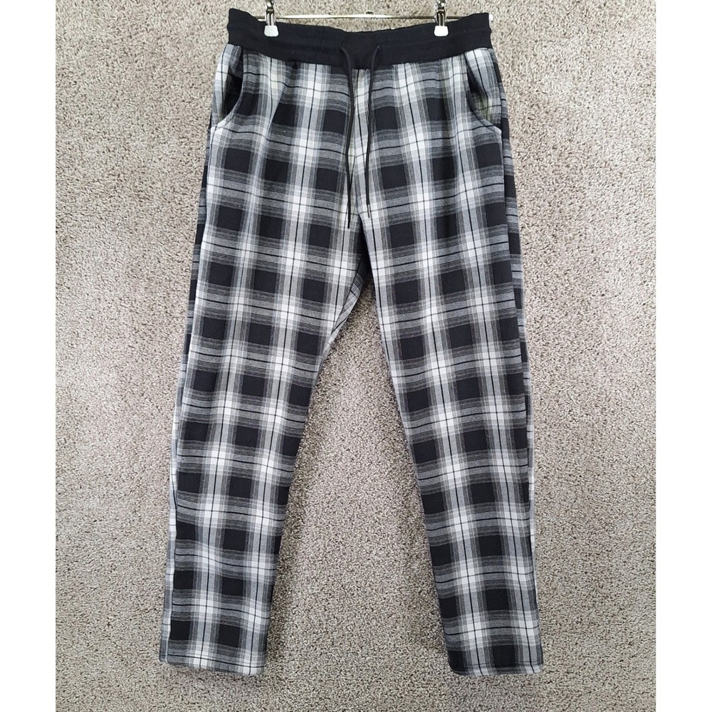 Unbranded Plaid‎ Joggers Adult L (Fits W33xL31) Black Sherpa Lined Plaid Cozy